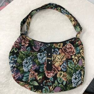 FLORAL TAPESTRY SHOULDER Purse TOTE Bag